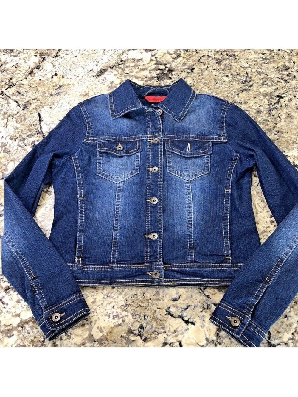 Size Large Suko Jeans Women’s Denim Jacket Dark Blue Large Stitch Timeless BD